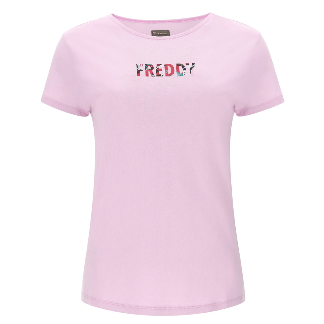 FREDDY - T-Shirt in Jersey Modal Stampa Floreale su Fronte E Retro
