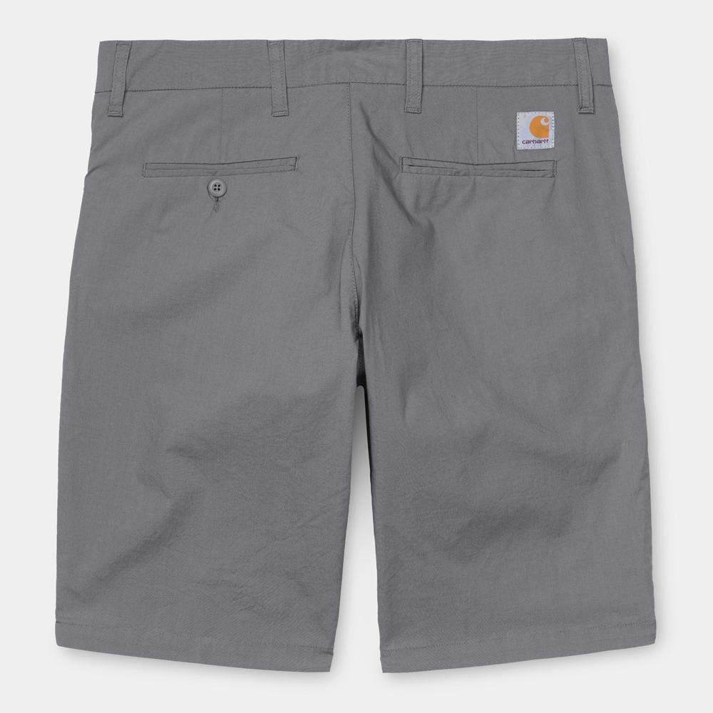 CARHARTT WIP Sid Short - Poplin Shiver Bermuda Pantalone Corto da Uomo in Cotone elsticizzato Grigio