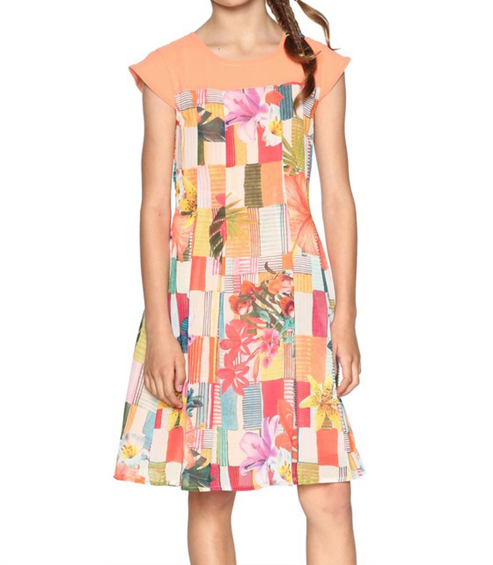 Desigual Vestito Corto Bambina Vest Helena 18SGVW29 13/14 Arancione
