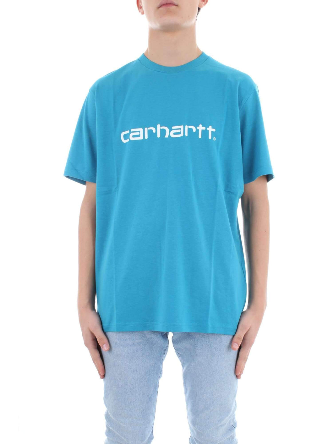 CARHARTT WIP S/S Script T-Shirt Uomo Manica Corta Pizol/White