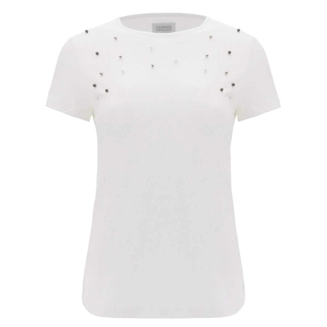 FREDDY - T-Shirt in Jersey A Maniche Corte Decorata da Perline