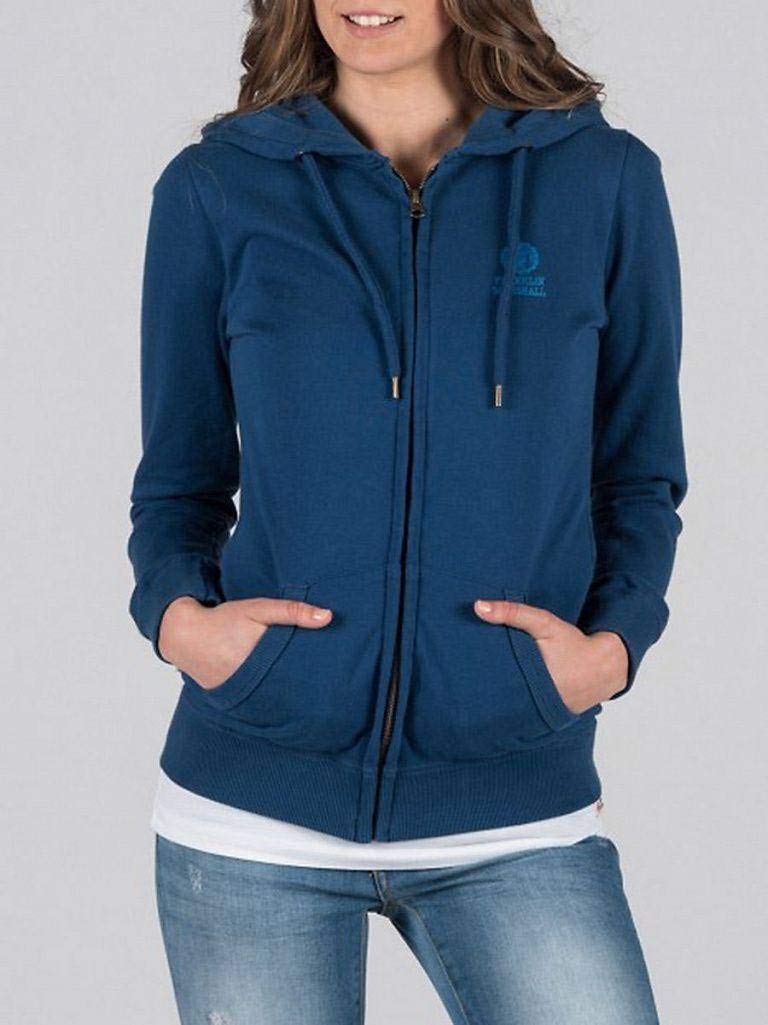 Franklin and Marshall Felpa Donna Zip e Cappuccio Original Blue