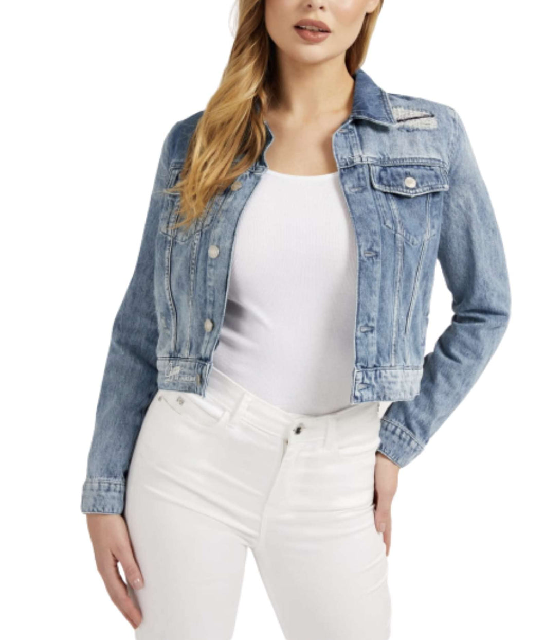 Guess Giacca Jeans Donna Delya Trucker Denim ES22GU63 W2RN01D3Y0T STSW