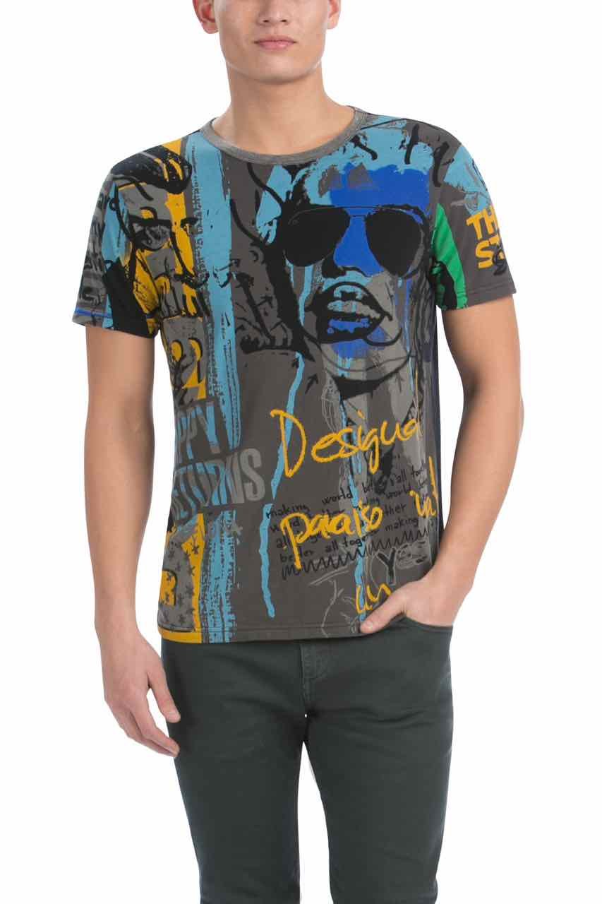 Desigual Man T-Shirt Hola 57T14F3
