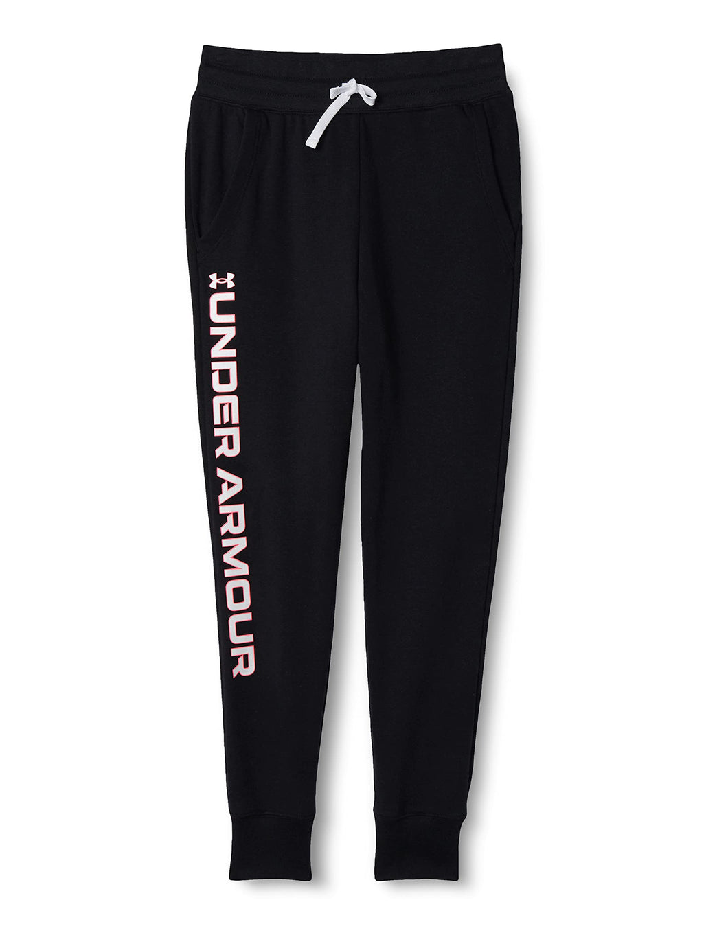 Under Armour girls Rival Fleece Joggers , Black (002)/Cerise , Youth Large