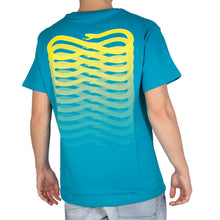Carica l&#39;immagine nel visualizzatore di Gallery, PROPAGANDA T-Shirt Ribs Uomo Turchese Girocollo Maxi Stampa con Logo sul Retro
