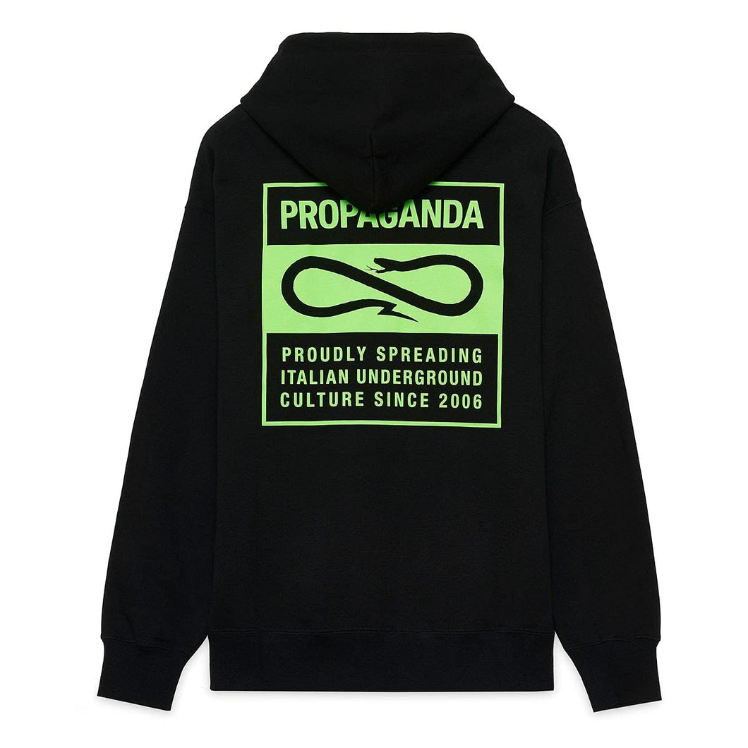 Propaganda Blank Hoodie Felpa con Cappuccio Black Nero Stampa Retro