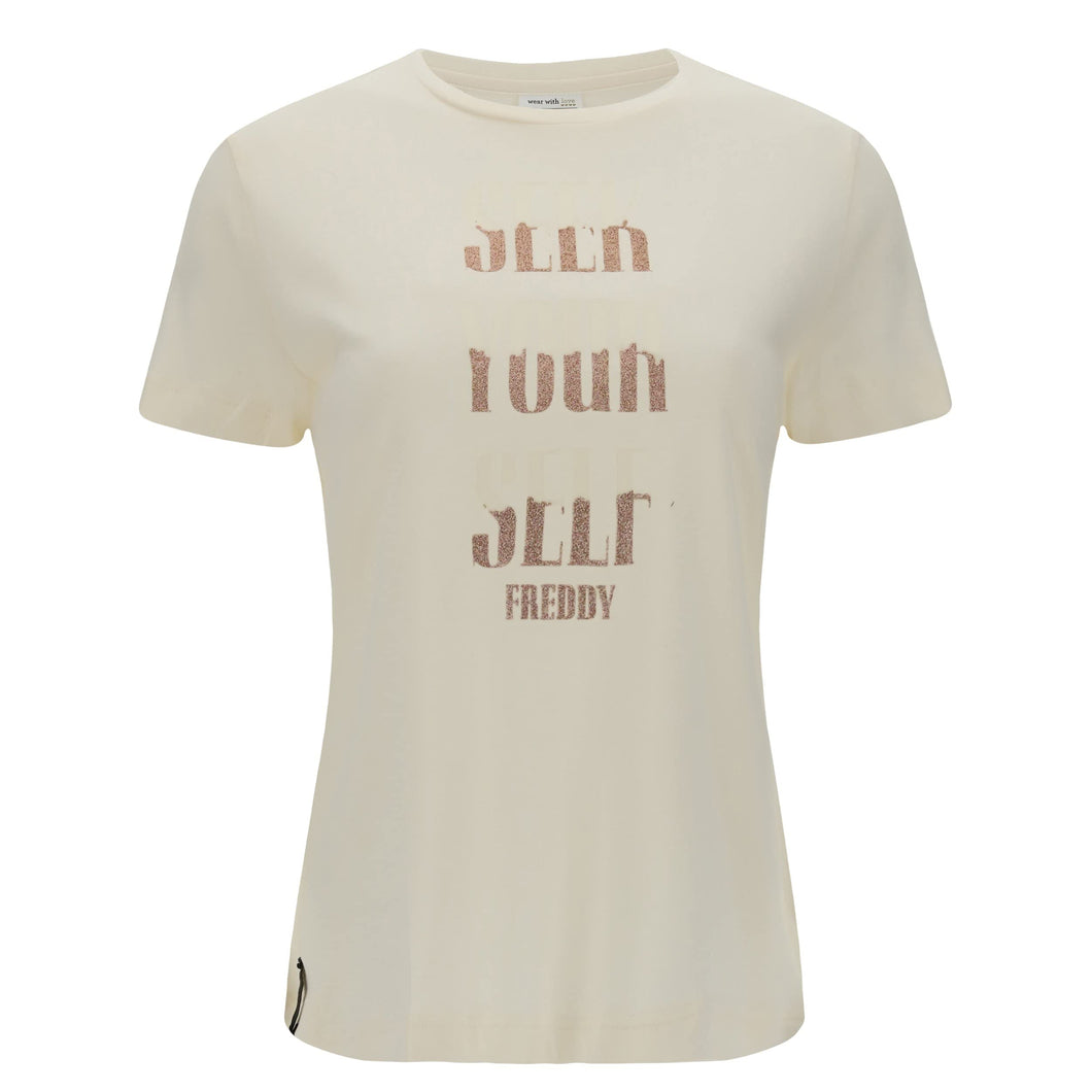 FREDDY T-Shirt con Stampa Glitter Seek Your Self