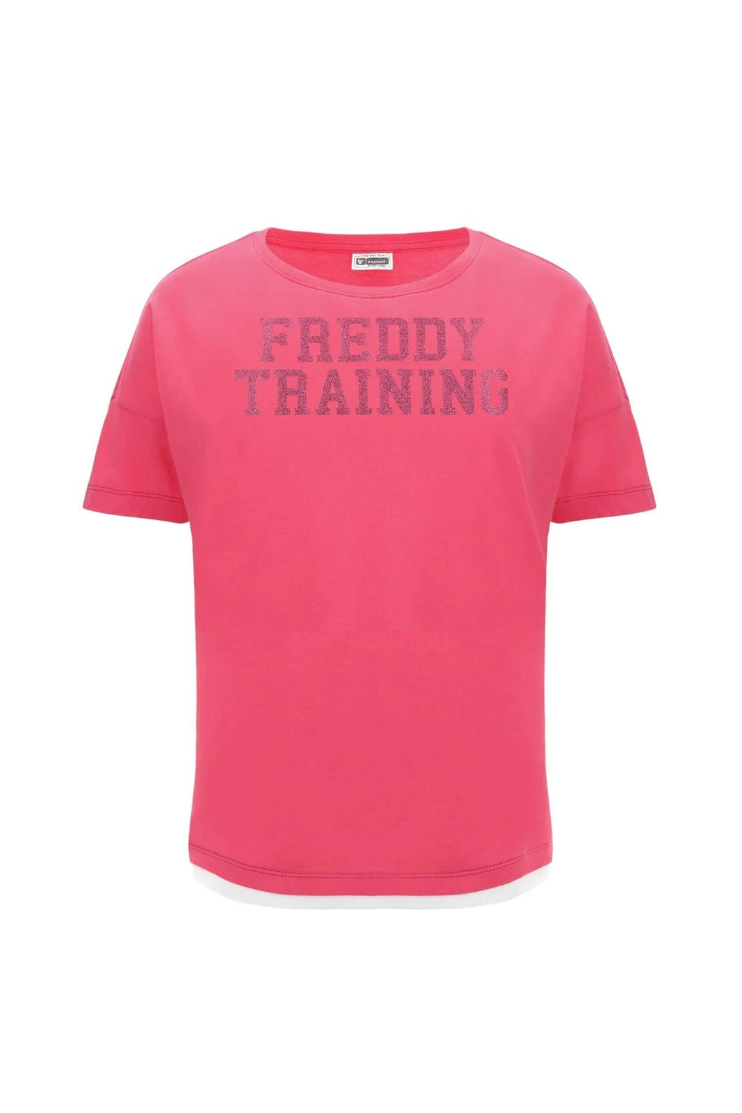 FREDDY T-Shirt Comfort con Stampa Glitter in Tono Colore