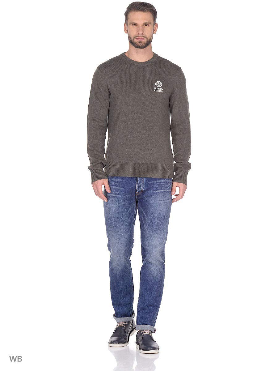 Franklin & Marshall Maglia Maglioncino in Misto Lana, Girocollo, Verde Militare Virginia Green