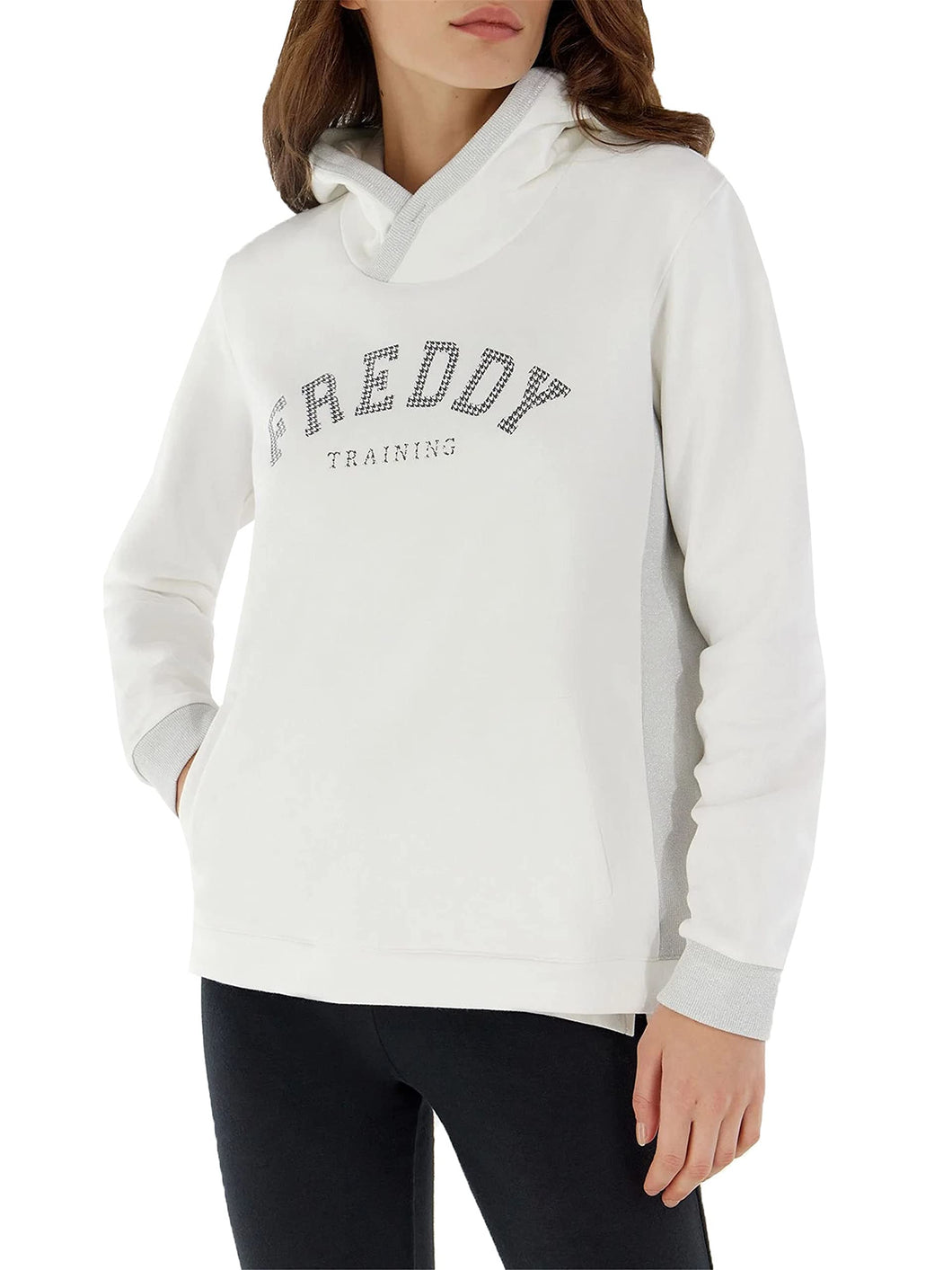 FREDDY - Felpa Cappuccio Principe di Galles E Stampa in Strass