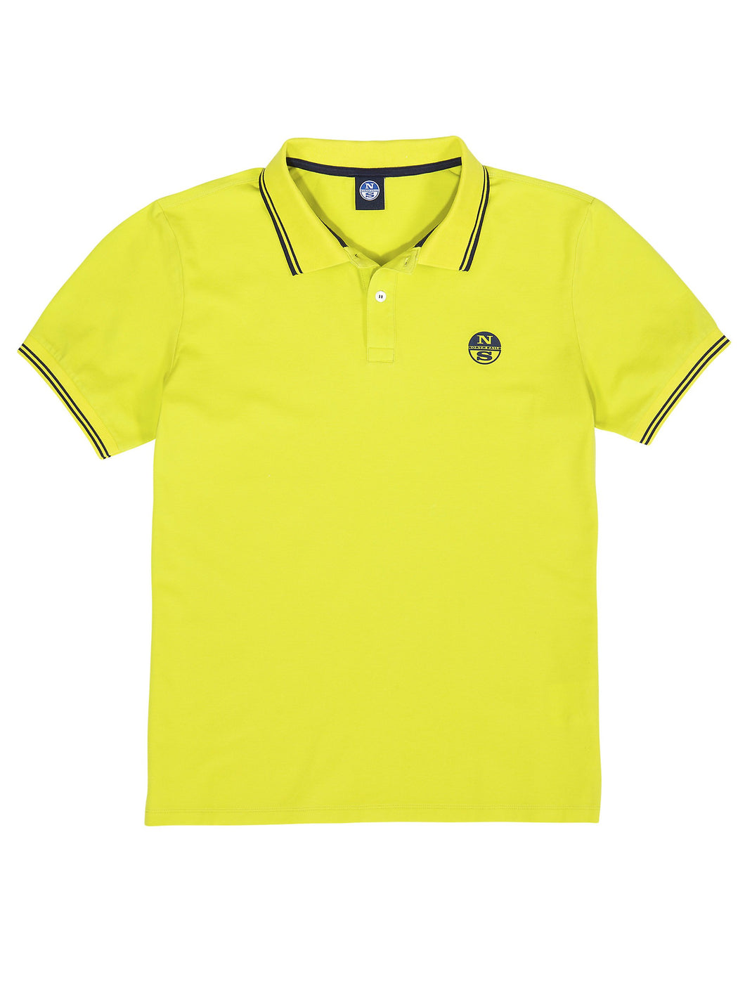 North Sails Uomo Polo a Righe di Base con Logo e Maniche Corte Verde - XL