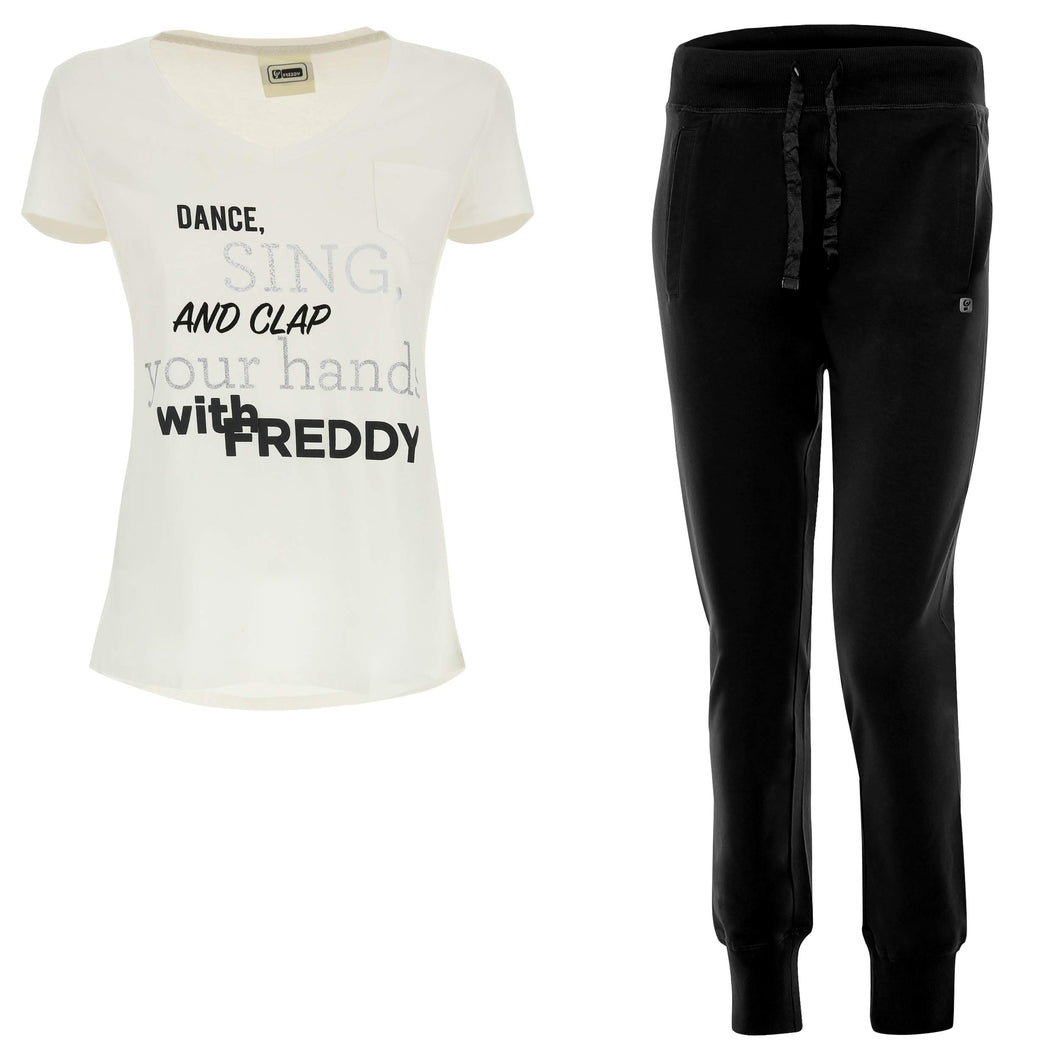 FREDDY PANTALONI IN JERSEY + T-SHIRT ABBINATA tuta donna cotone