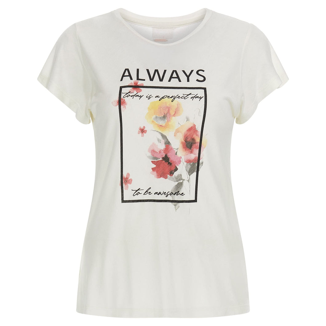 FREDDY - T-Shirt in Jersey Viscosa con Stampa Floreale, Floreal, Extra Small