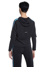 Carica l&#39;immagine nel visualizzatore di Gallery, Abasic Desigual Hoodie Blocks Felpa con Strisce in Lurex Nera
