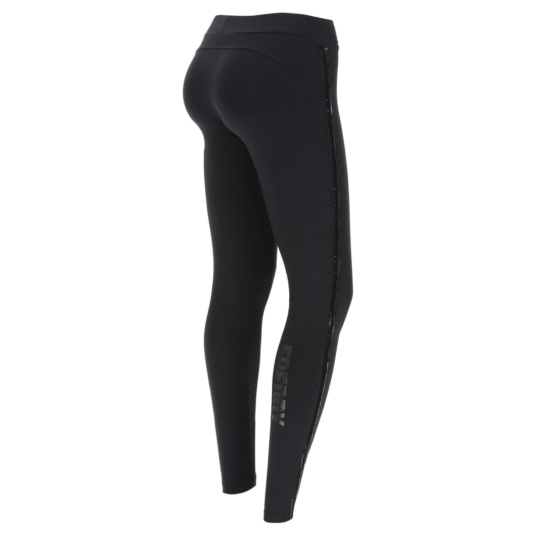 FREDDY Leggings in Jersey Pesante con Bande in Paillettes