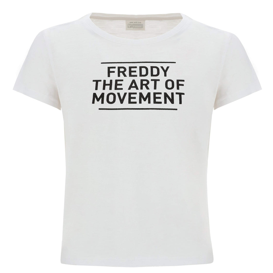 FREDDY T-Shirt in Jersey Fiammato 100% Cotone Stampato a Contrasto