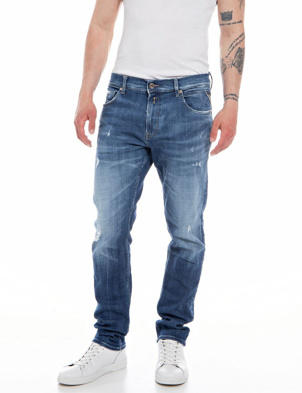 REPLAY Jeans Uomo Mickym Slim Fit Aged Super Elasticizzati