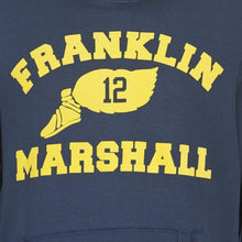 Carica l&#39;immagine nel visualizzatore di Gallery, Franklin and Marshall Felpa Uomo Cappuccio Blu Navy Stampa Yellow
