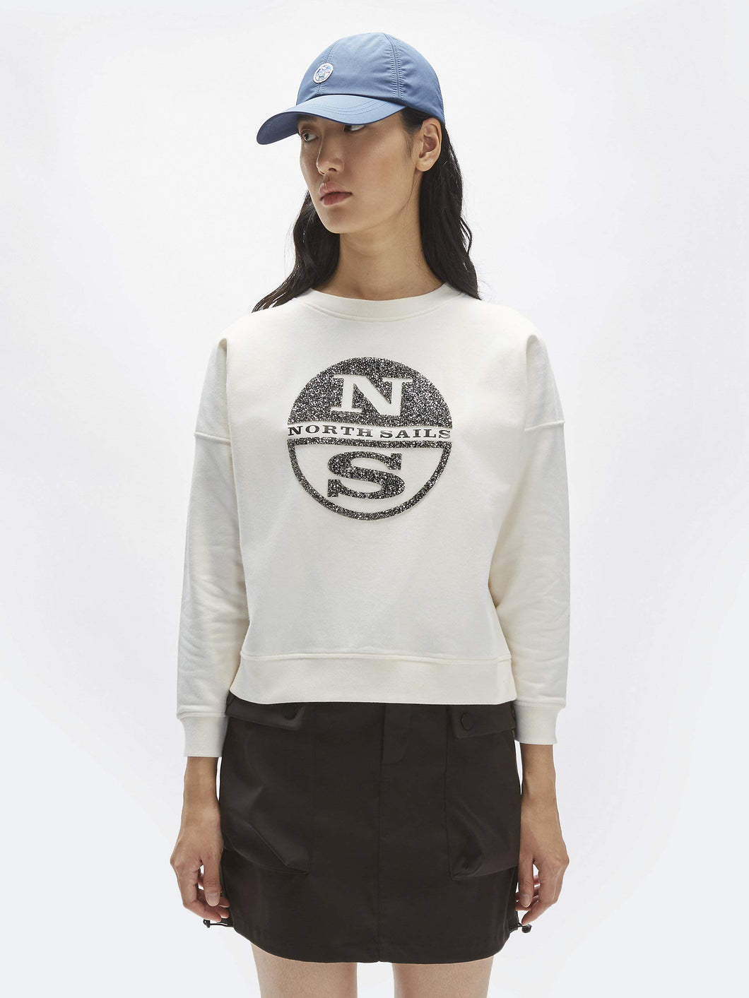 NORTH SAILS Felpa Garzata in Cotone Stretch in Bianco S