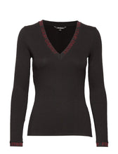 Carica l&#39;immagine nel visualizzatore di Gallery, D&amp;D Desigual TS Daria Maglia Manica Lunga Collo a V Donna Nero (XS)
