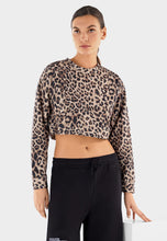 Carica l&#39;immagine nel visualizzatore di Gallery, FREDDY - Felpa Cropped Girocollo Animalier con Lettering su Un Fianco
