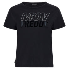 Carica l&#39;immagine nel visualizzatore di Gallery, FREDDY - T-Shirt Cropped con Grafica MOV Strass E Nero Lucido
