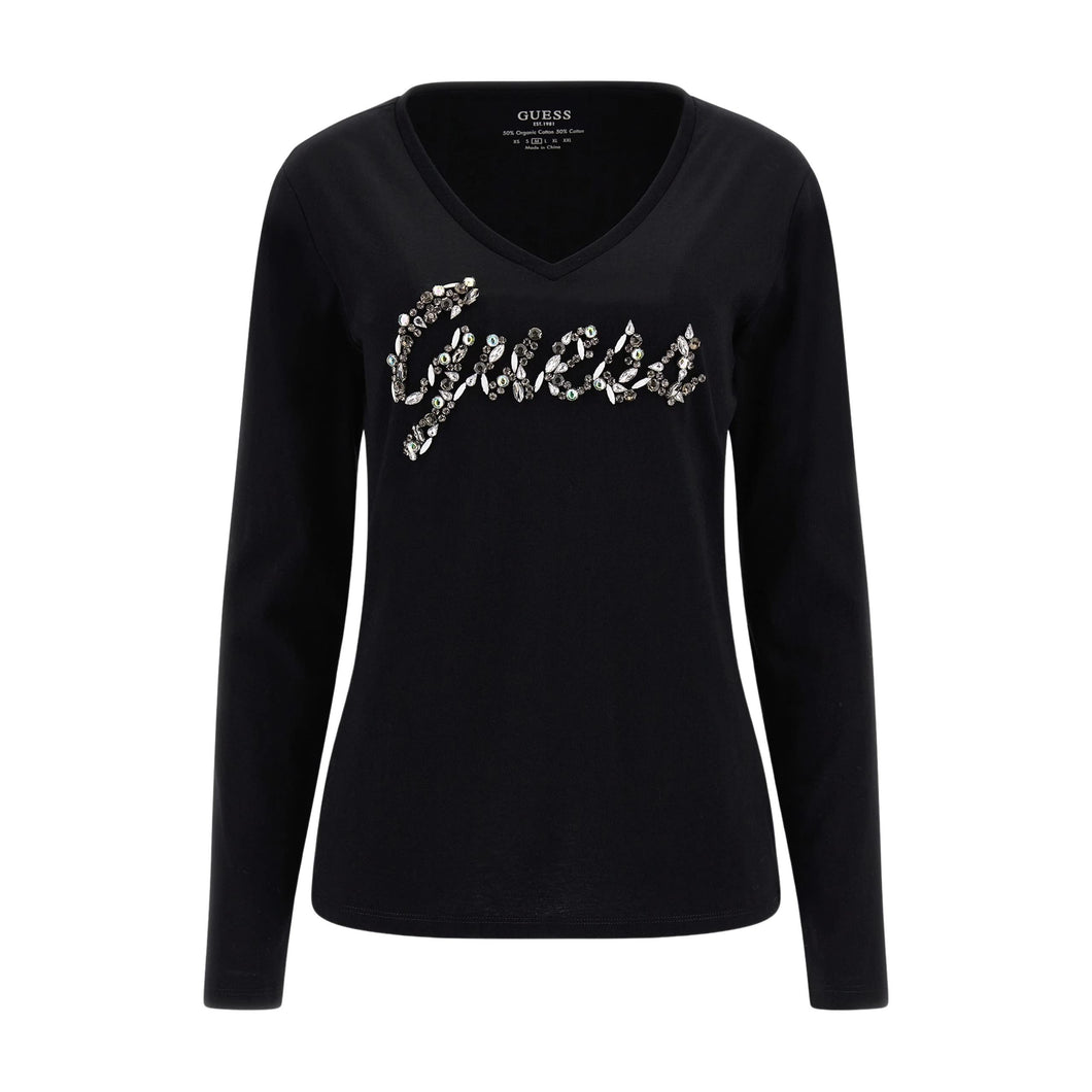 Guess T Shirt V Manica Lunga W2BI21I3Z14 - JBLK Tg. L Nero