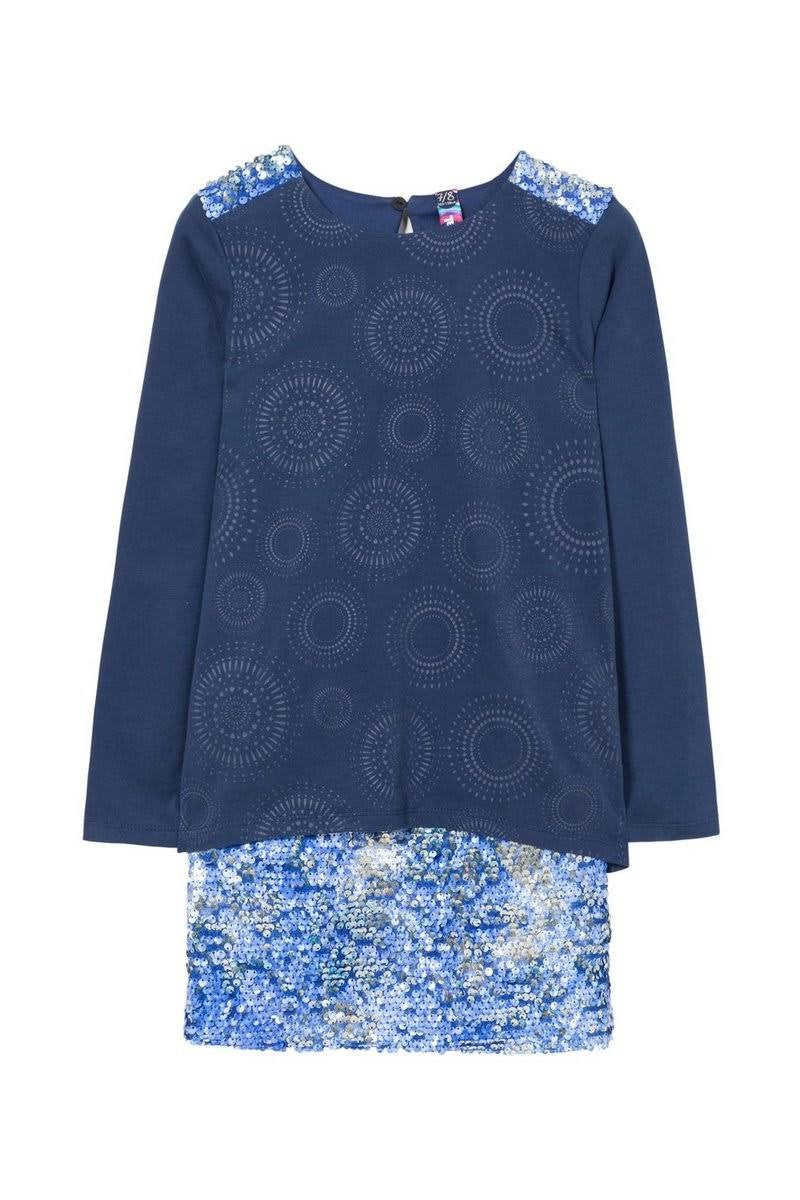 Desigual - Girl - Vestito Blu da Bambina con Paillettes - Char - Charletown