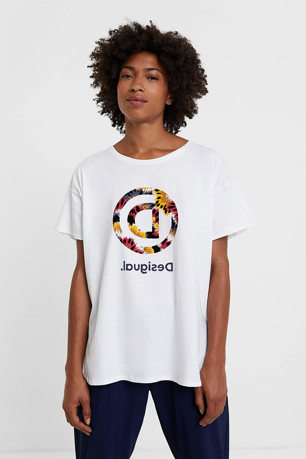 Abasic Desigual Maglietta Basic Oversize Bianca T-Shirt Oversize Long