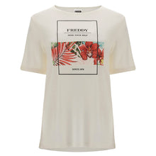 Carica l&#39;immagine nel visualizzatore di Gallery, FREDDY - T-Shirt Comfort in Fibra Vegetale con Stampa Tropical
