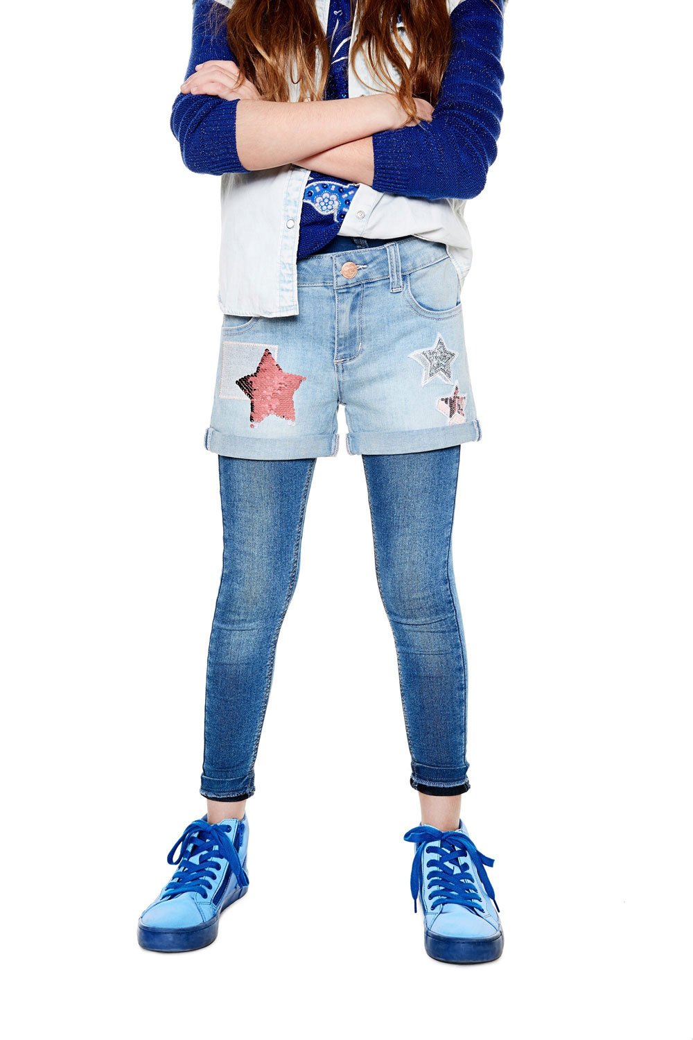 Desigual Bambina Shorts Denim BUENDIA 18SGDD18 5/6 Denim Chiaro