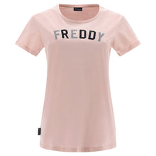 Carica l&#39;immagine nel visualizzatore di Gallery, FREDDY - T-Shirt Stampa College in Strass Cristallo E Glitter Nero, Rosa, Small
