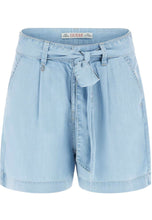 Carica l&#39;immagine nel visualizzatore di Gallery, Guess Pantaloncini Jeans Da Donna Marchio Guess, Modello Nenita Belt W3GD0KD4ZL3, Realizzato In Sintetico. Blu
