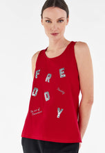 Carica l&#39;immagine nel visualizzatore di Gallery, FREDDY - Canotta Comfort Fit in Jersey Grafica in Paillettes Sparsa
