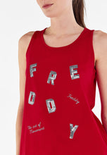 Carica l&#39;immagine nel visualizzatore di Gallery, FREDDY - Canotta Comfort Fit in Jersey Grafica in Paillettes Sparsa
