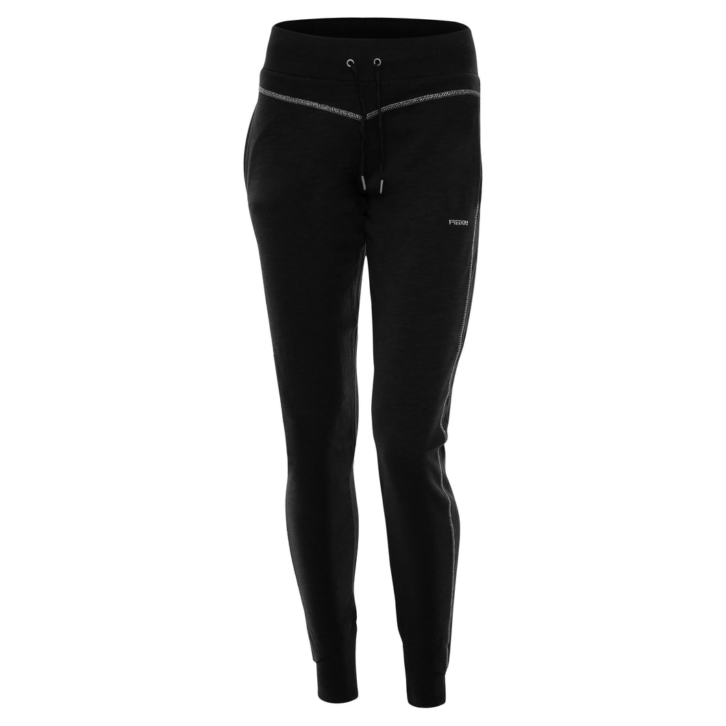 FREDDY Pantaloni in Felpa fiammata Leggera in Cotone 100%
