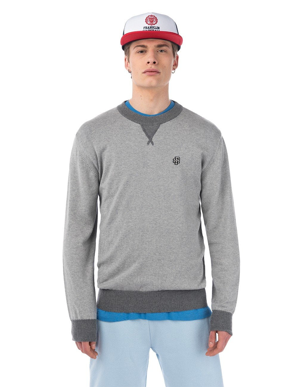 Franklin & Marshall Maglia Cotone Girocollo Colore Light Grey Melange Grigio