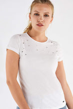 Carica l&#39;immagine nel visualizzatore di Gallery, FREDDY - T-Shirt in Jersey A Maniche Corte Decorata da Perline
