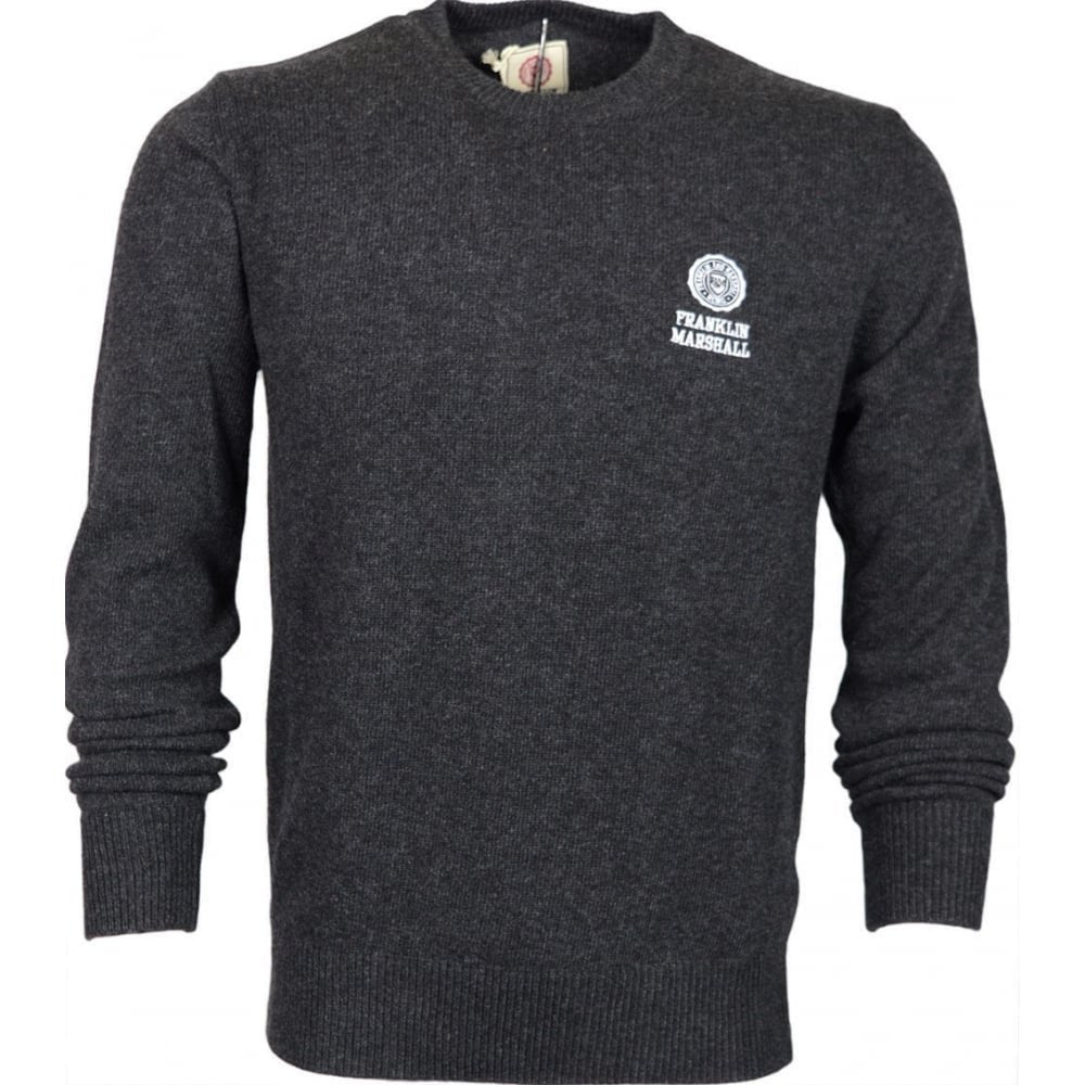 Franklin & Marshall Maglia Maglioncino in Misto Lana, Girocollo, Black Melange