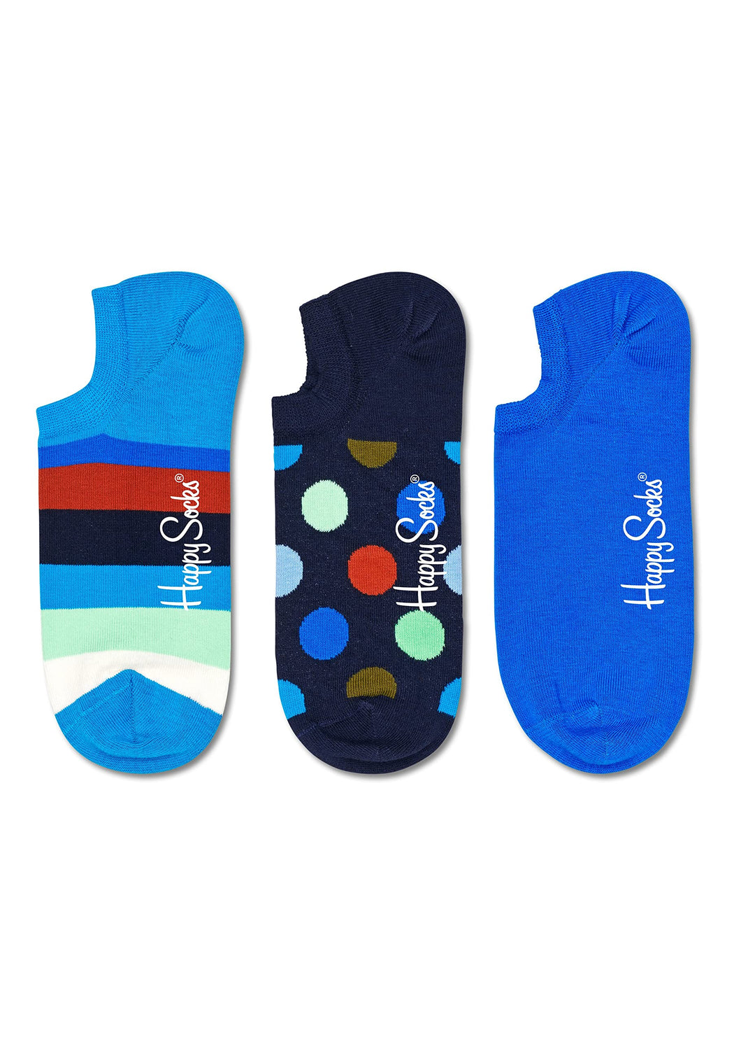 Happy Socks 3-Pack Stripe No Show Sock Calzini, Multi, M Uomo