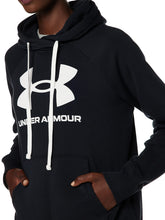 Carica l&#39;immagine nel visualizzatore di Gallery, Under Armour Rival Fleece Logo Hoodie 1356318-001, Womens Sweatshirt, Black, M EU
