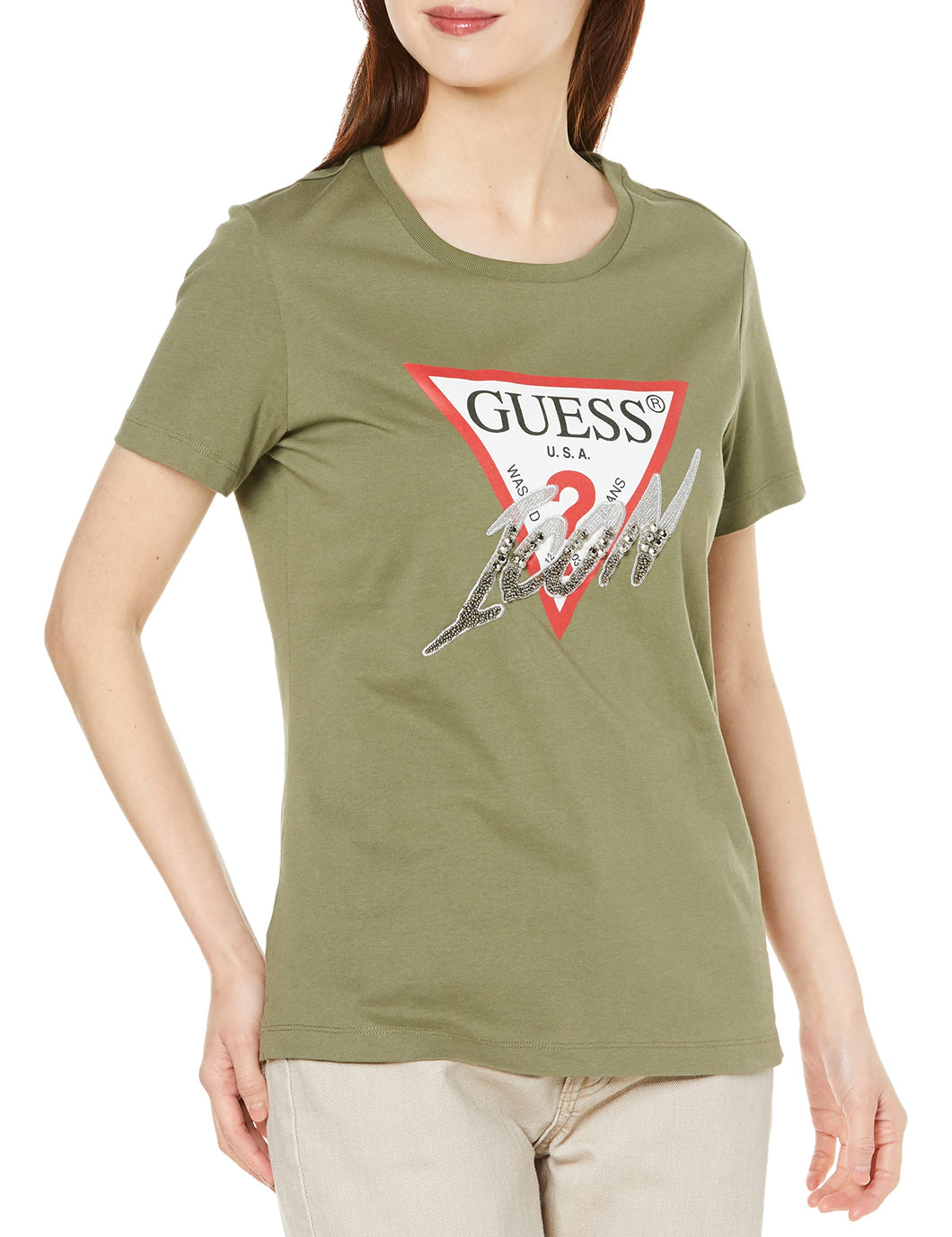 Guess T-Shirt a Maniche Corte da Donna CN Icon
