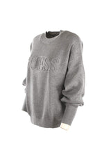 Carica l&#39;immagine nel visualizzatore di Gallery, ? Guess Donna Girocollo Maglia Logo Frontale Filo Argentato (L)
