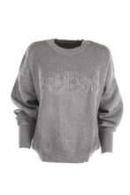 Carica l&#39;immagine nel visualizzatore di Gallery, ? Guess Donna Girocollo Maglia Logo Frontale Filo Argentato (L)
