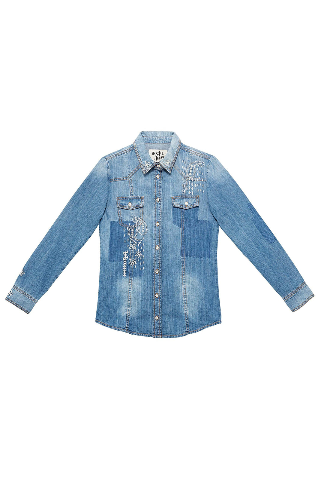 Desigual Camicia Donna in Jeans Denim Manica Lunga Camicia Laetitia 18SWCD01