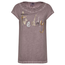 Carica l&#39;immagine nel visualizzatore di Gallery, FREDDY T-SHIRT CON SCRITTA GLITTER ED INSERTI IN PAILLETTES
