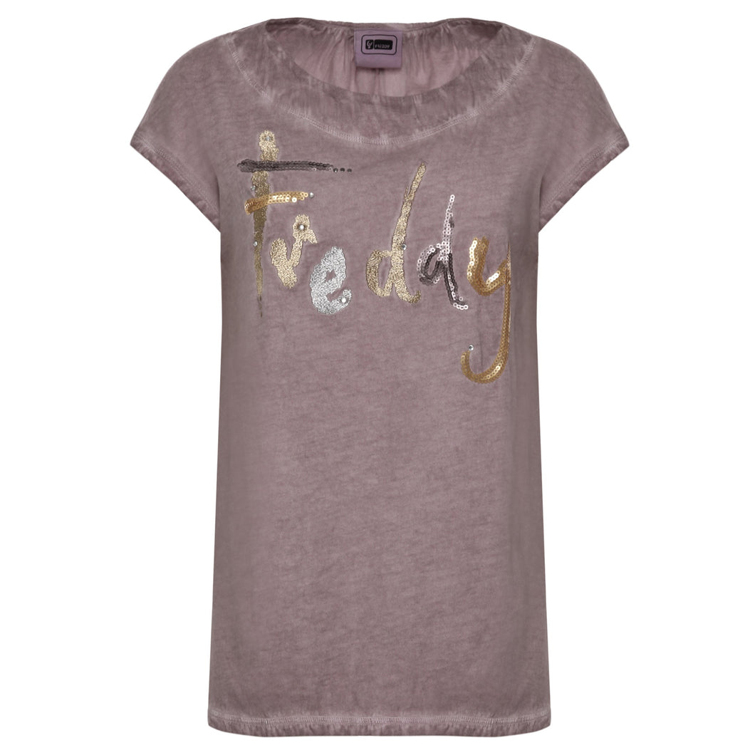 FREDDY T-SHIRT CON SCRITTA GLITTER ED INSERTI IN PAILLETTES