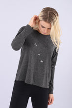 Carica l&#39;immagine nel visualizzatore di Gallery, FREDDY T-Shirt Regular Nero mélange con Manica Lunga Raglan
