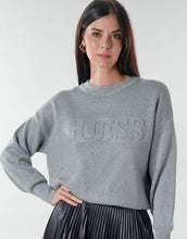 Carica l&#39;immagine nel visualizzatore di Gallery, ? Guess Donna Girocollo Maglia Logo Frontale Filo Argentato
